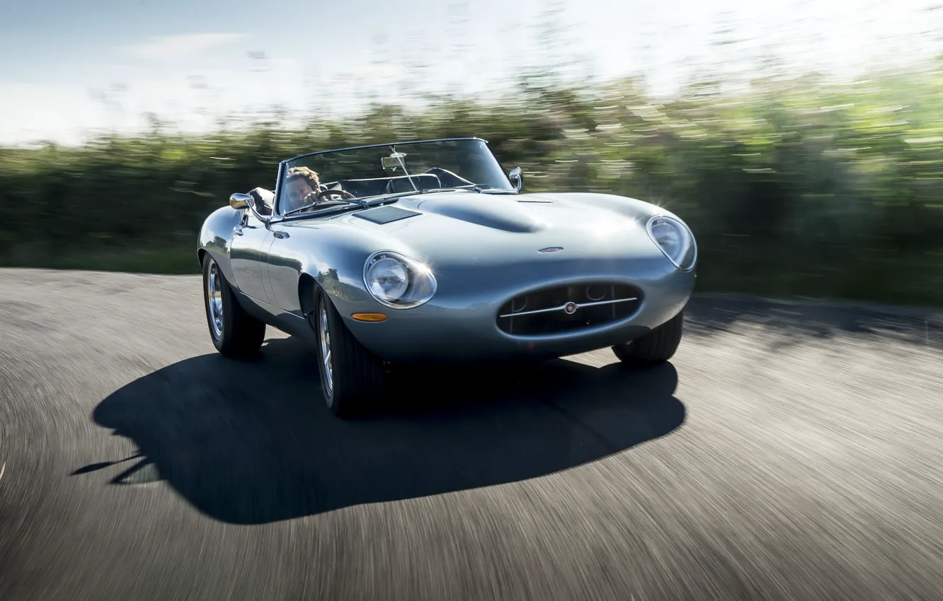 Фото обои дорога, машина, скорость, Jaguar, Eagle, sportcar, road, Spyder, speed, british, Road, E-TYPE