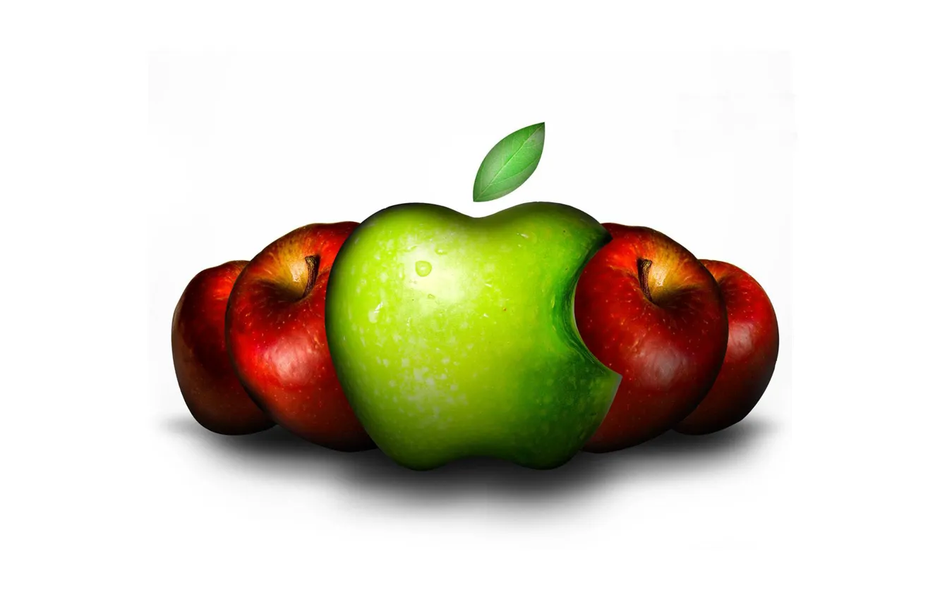 Фото обои коллаж, яблоки, apple, логотип, эмблема