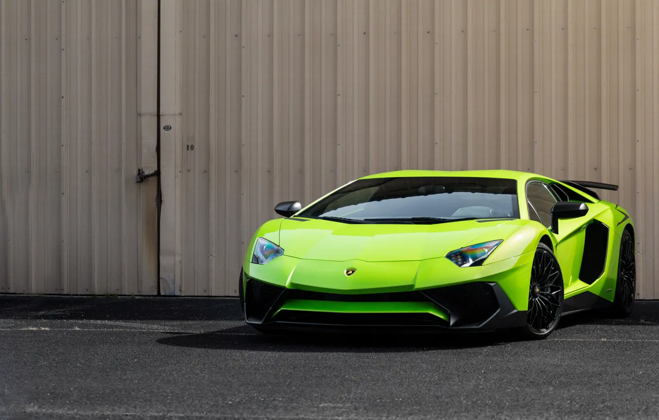 Фото обои green, Lamborghini, Aventador, Super, veloce