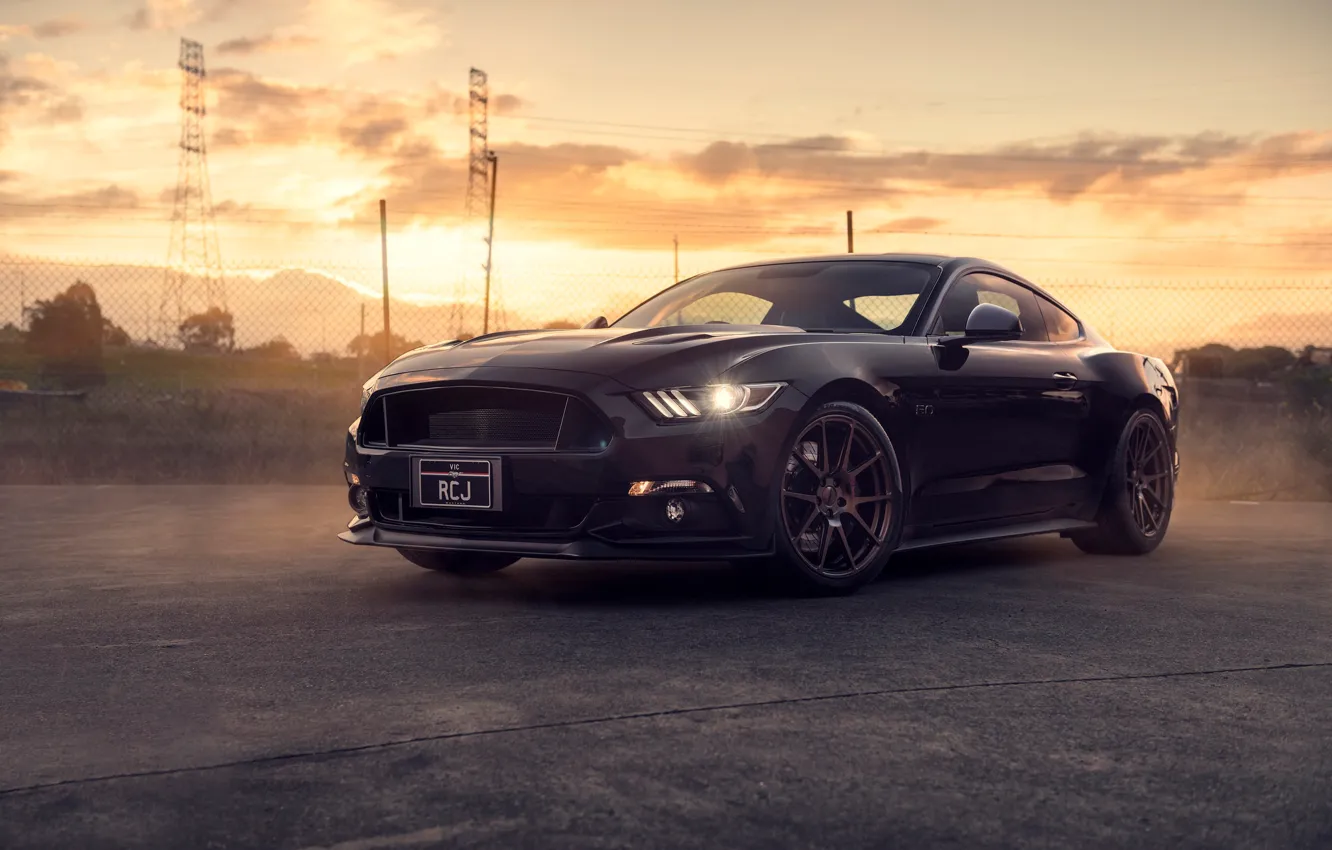 Фото обои Mustang, Ford, Muscle, Car, Front, Black