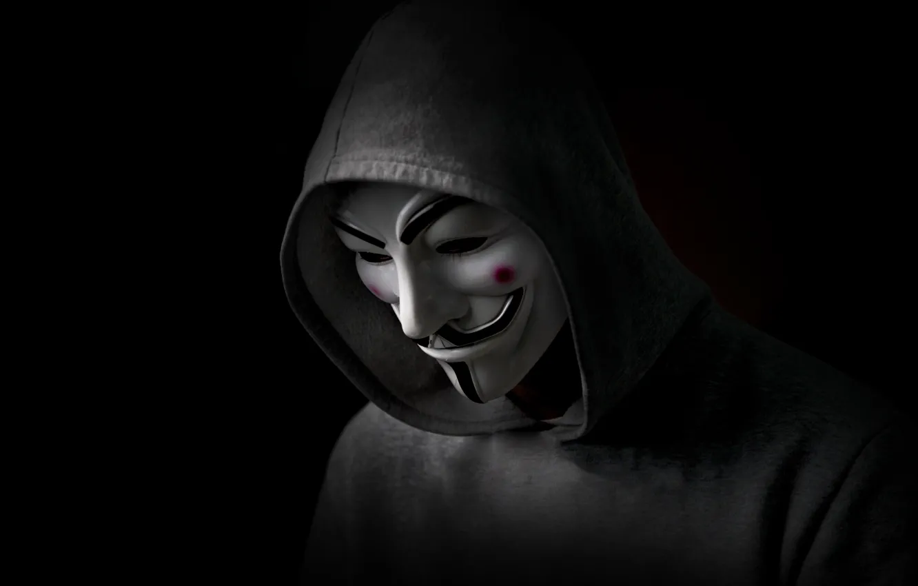 Фото обои Vendetta, Black, Anonymous, Man, Hood, Sight