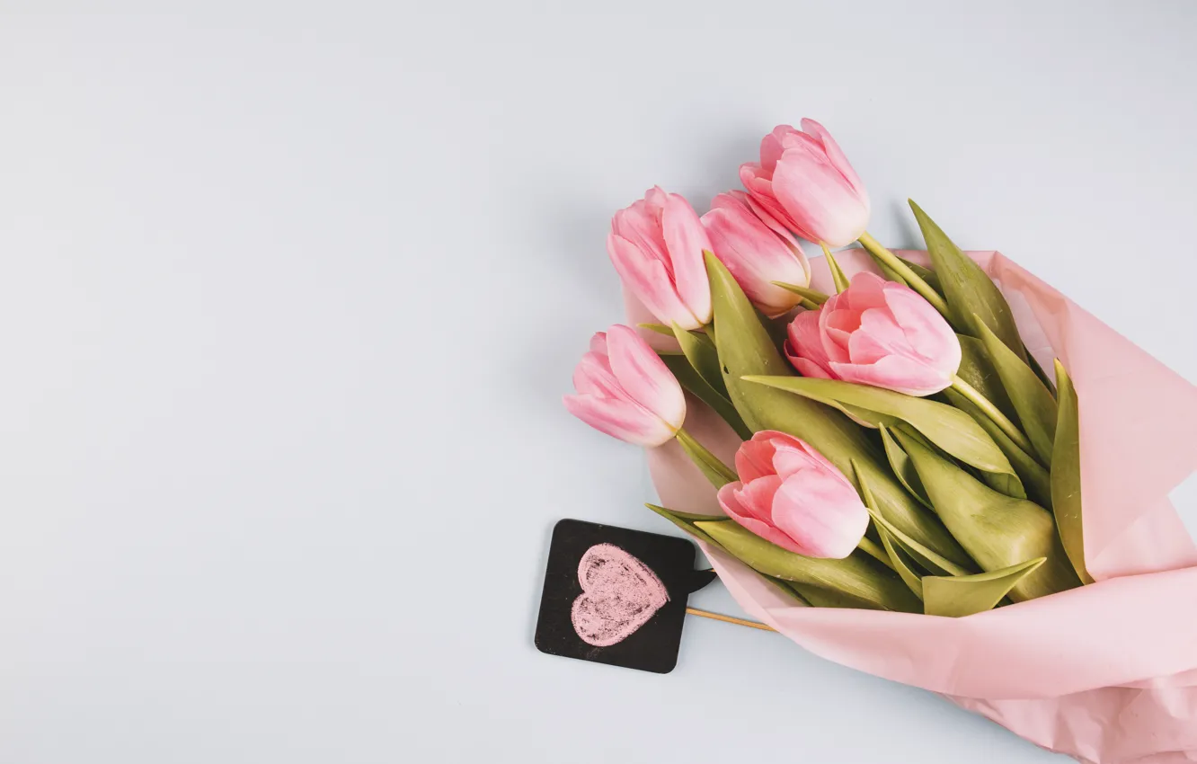 Фото обои цветы, сердце, букет, тюльпаны, love, розовые, fresh, heart, wood, pink, flowers, romantic, tulips, spring, tender