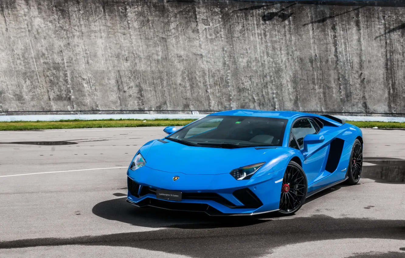 Фото обои Lamborghini, Blue, Aventador, s