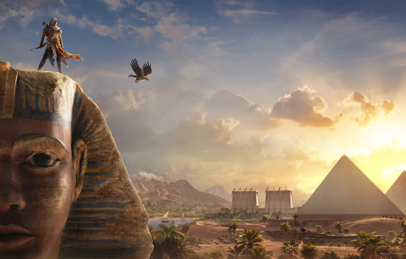 Фото обои Origins, Ubisoft, Assassin's Creed, DLC, Assassin's Creed: Origins, Bayek and the Sphinx